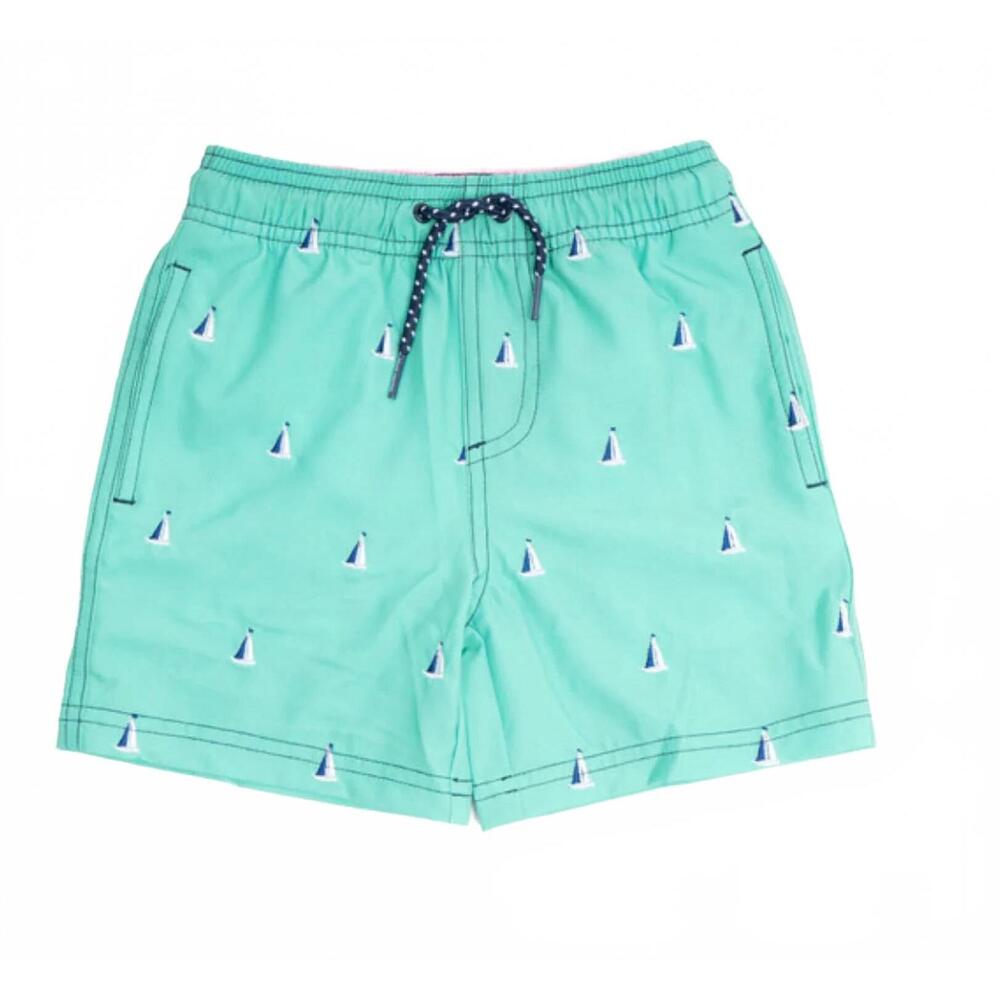 NEW SHADE CRITTERS boy's four way stretch swim trunks in green sails